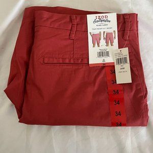 NWT Izod Saltwater Flat front  9.5 " Shorts - Red - Size 34